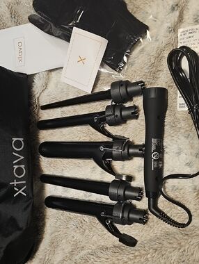 Xtava Black 5-Barrel Curling Wand Set - Multi Barrel Hair Styler
